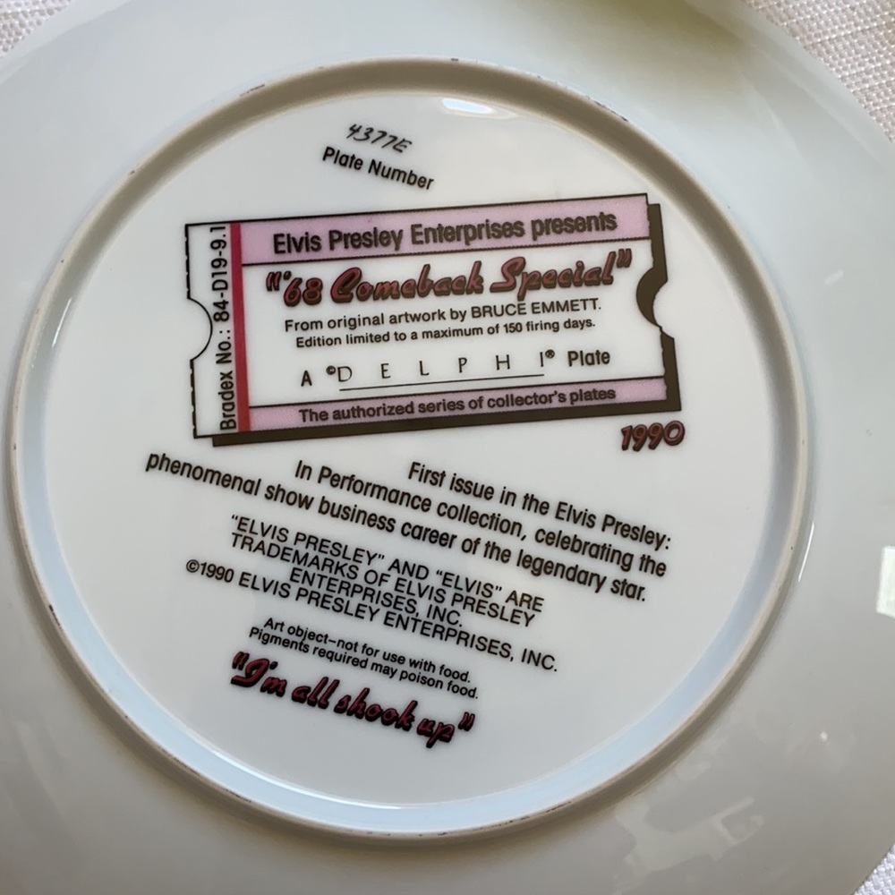 Vintage Elvis 68 Comeback Special Plate - Picture 4 of 4